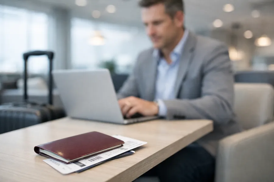 Business professionals working together in modern office environment